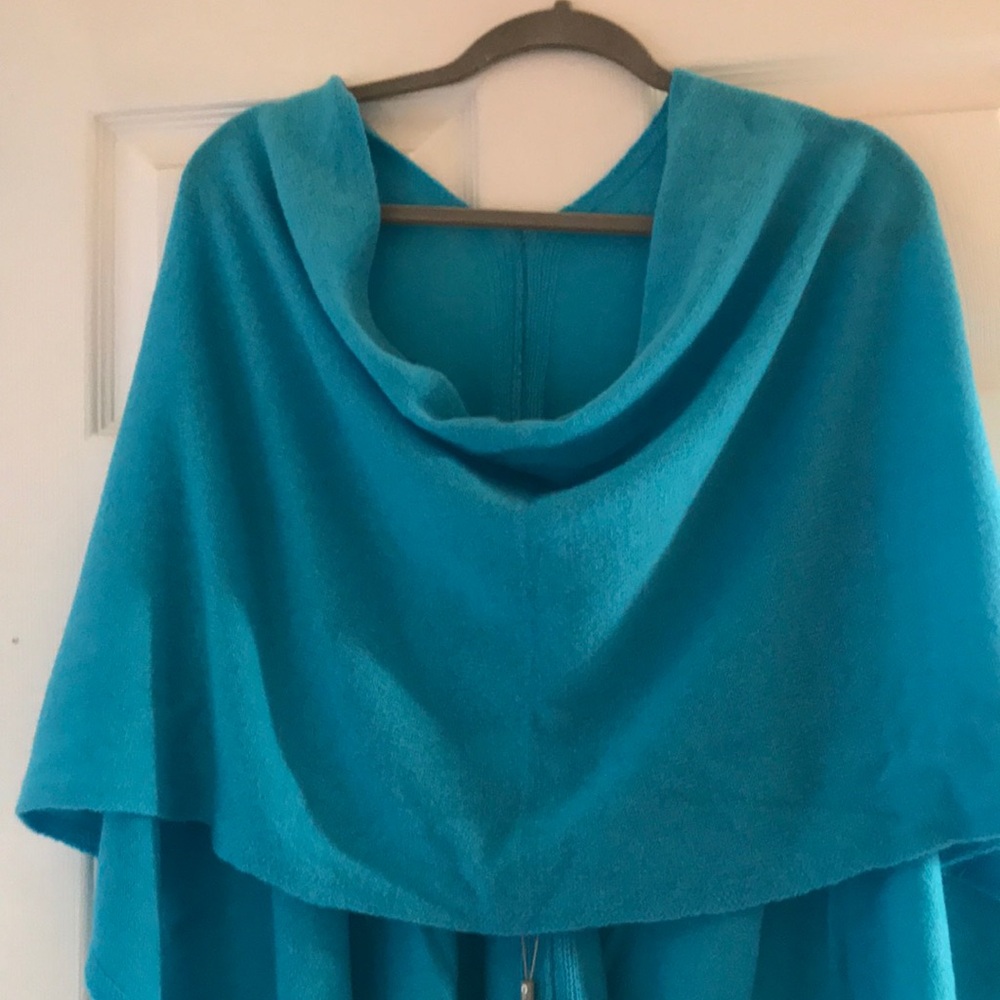 Turquoise cashmere Shrug /poncho